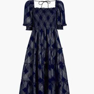 HILL HOUSE HOME Nesli Nap Dress Navy Glitter Check